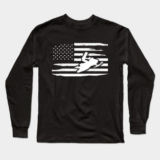 Snowmobile  and american flag Long Sleeve T-Shirt